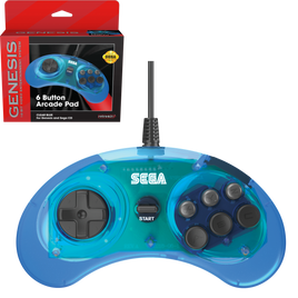 Retro-Bit SEGA Genesis 6-button Arcade Pad (Original) [Clear Blue]